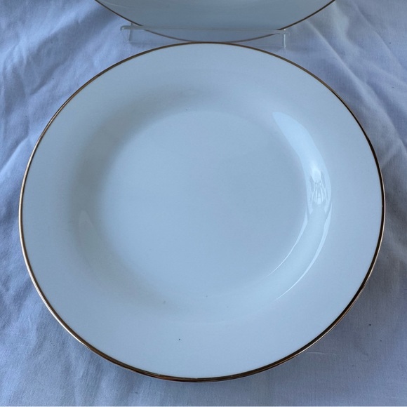 Pottery Barn Elegant White Salad Plates with Gold Trim ‘PB Gold’ Set of 4 - Picture 2 of 5